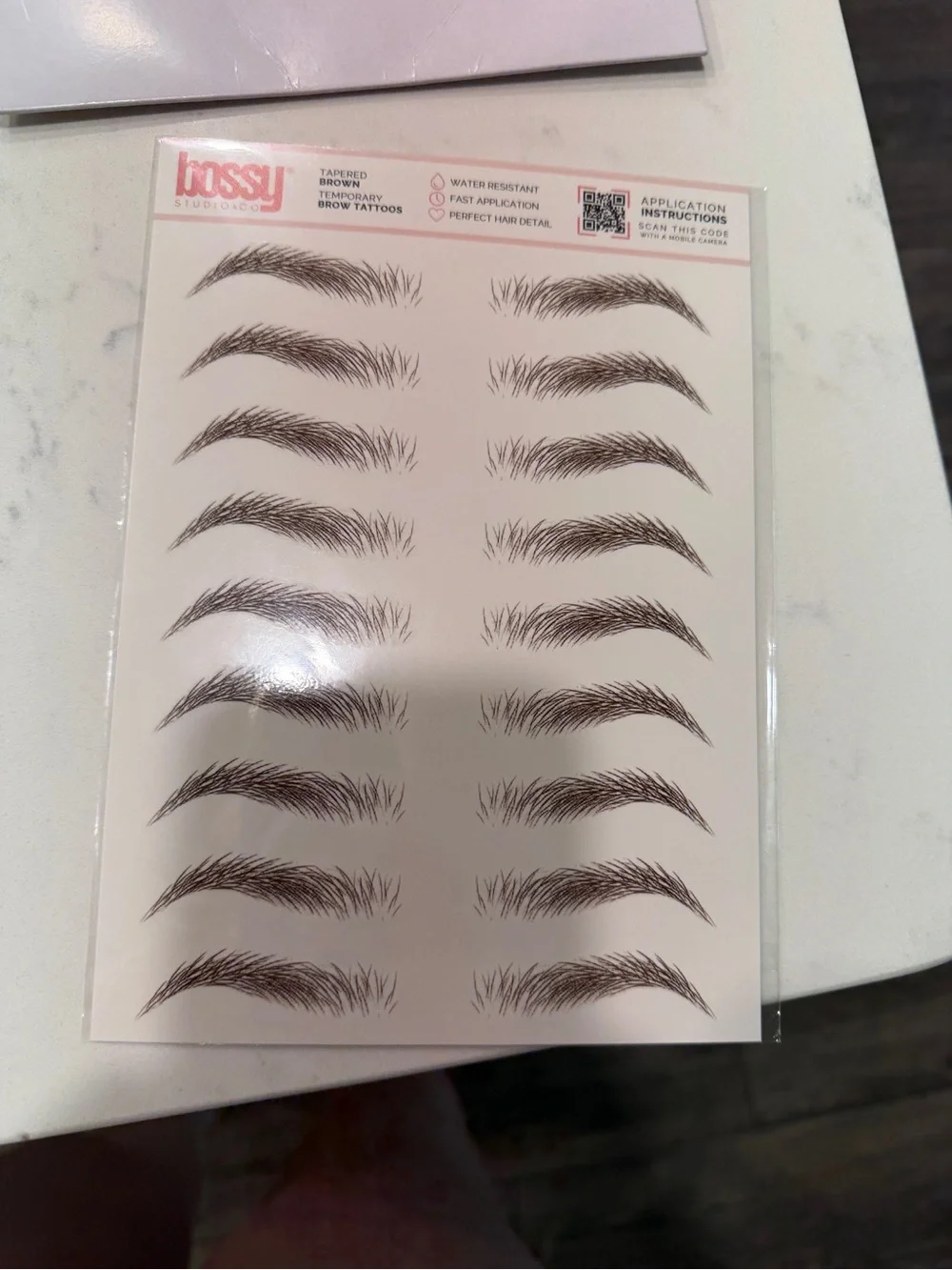 Bossy Studio, nwt, Natural Brown Peel-and-Stick Brow Tattoos - Pack of 3